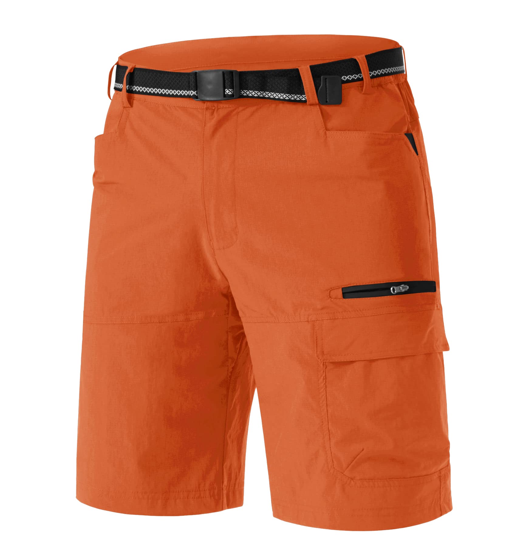 TACVASEN Mens 10" Ligtweight Hiking Outdoor Shorts Quick Dry Casual Breathable Fishing Dress Cargo Summer Shorts Orange, 34