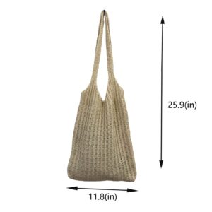 Hobo bag for women contrast color large capacity tote bag shoulder bag women's trendy knitted bag(Apricot)