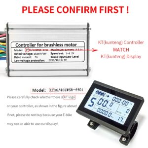 HUDAMZKY Ebike LCD Display Meter KT-LCD3 24V 36V 48V 52V Electric Bike Conversion Kit Display for KT Controller (LCD3 SM Plug)