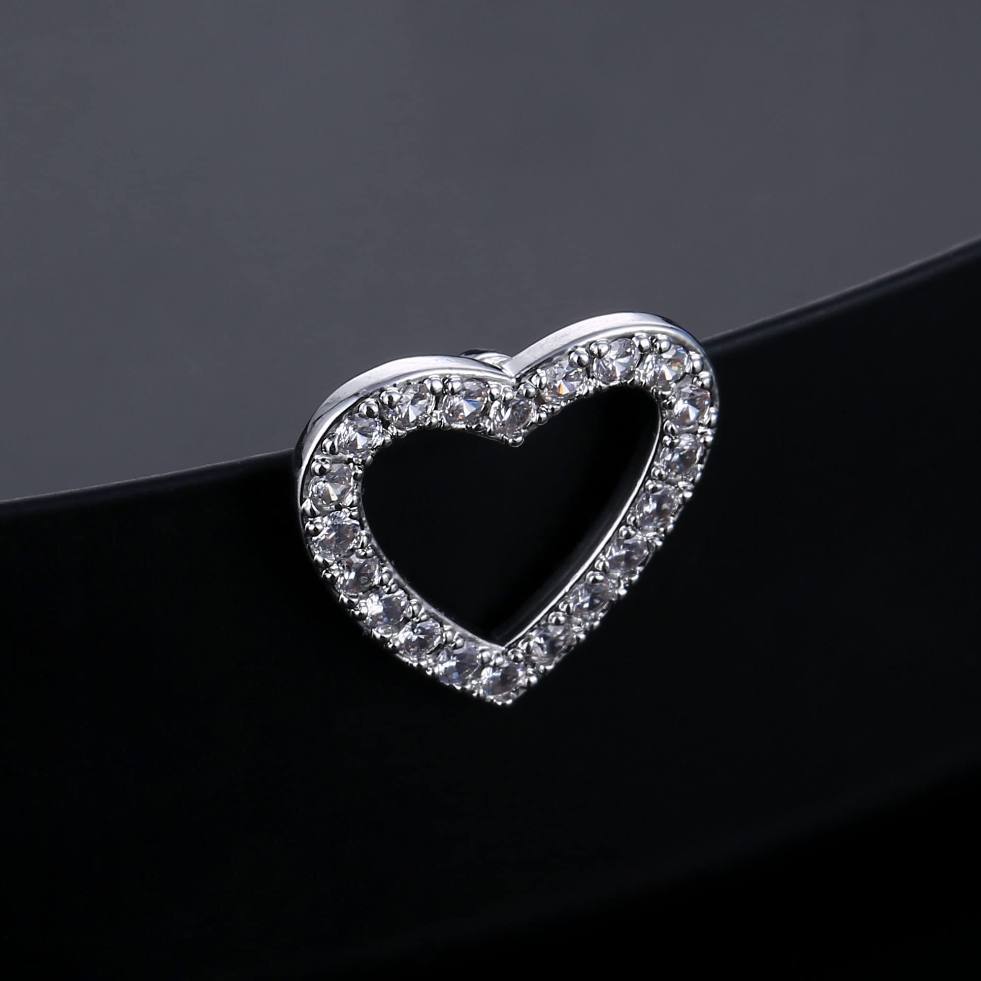 MEQNOIG Cute Silver Heart Belly Button Rings for Women Dazzling Zircon Belly Button Rings Dangle Navel Piercing Jewelry (A Silver)