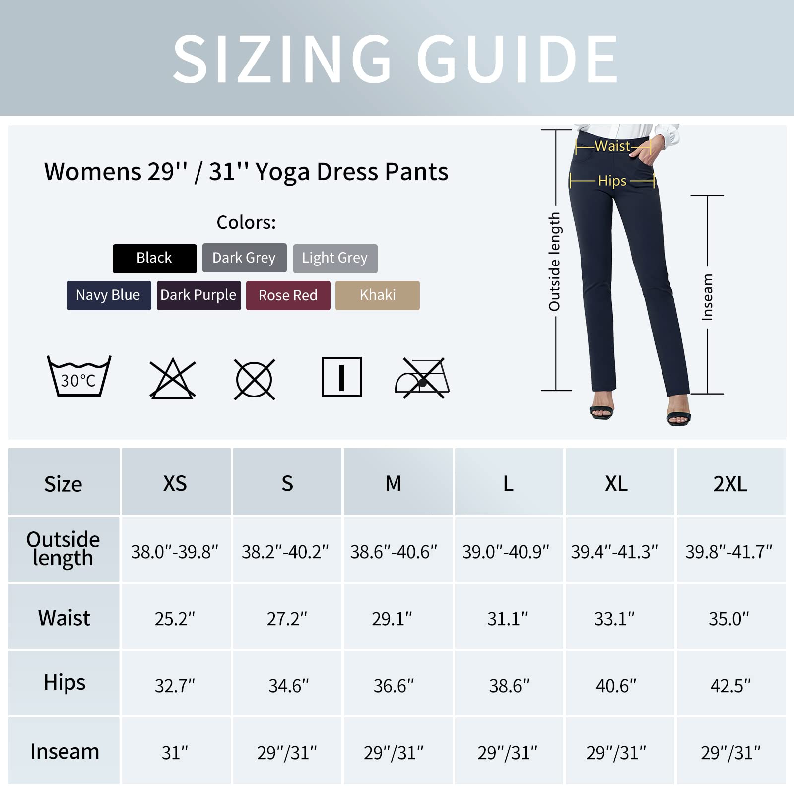 M MOTEEPI Dress Pants for Women 29'' High Waisted Stretch Work Pants Straight Leg Pull on Yoga Dress Pants for Business Casual Pockets Navy Blue X-Large