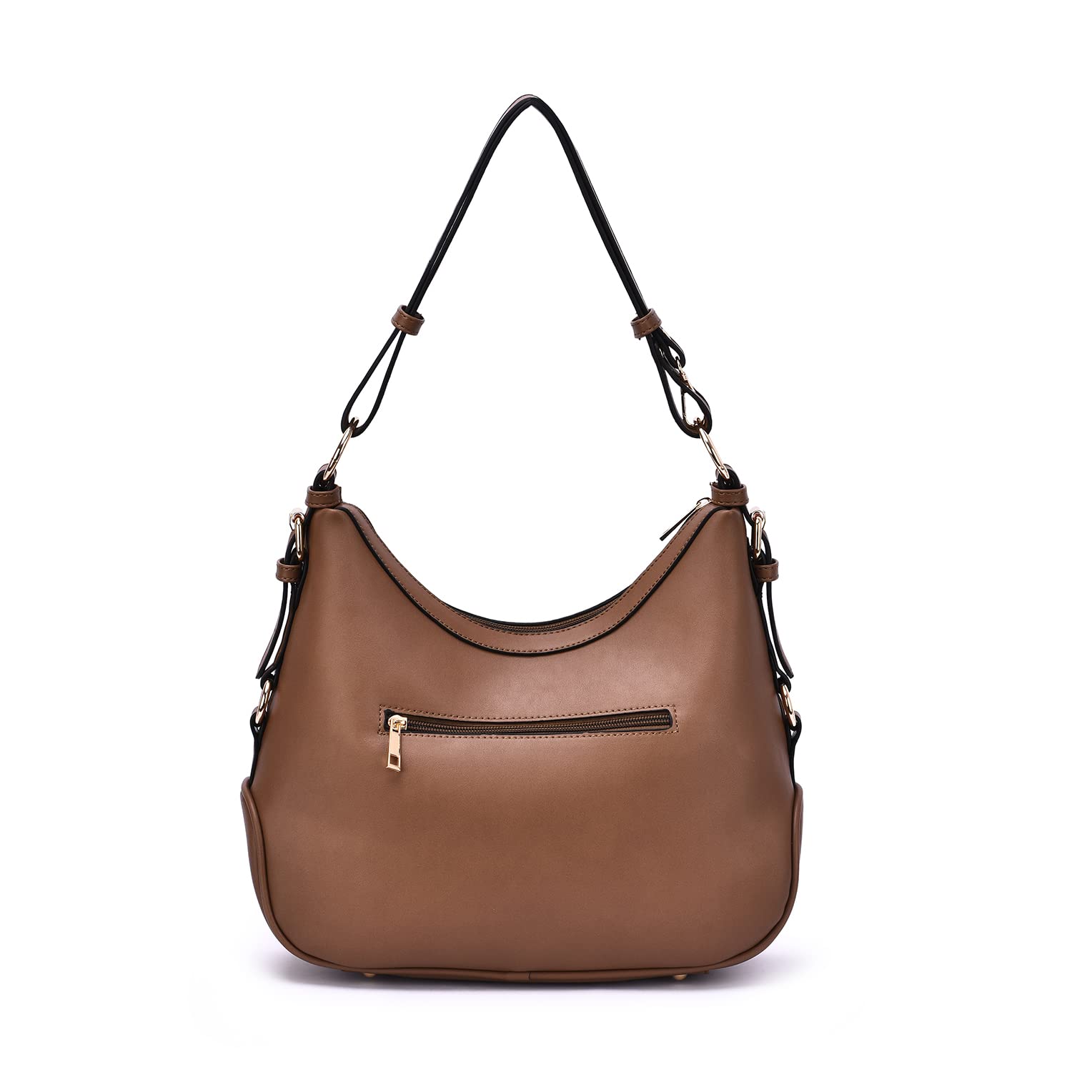 Mellow World Iga Rococo Style Hobo Bag for Women Leaf Pattern with Adjustable Shoulder Strap Cappuccino