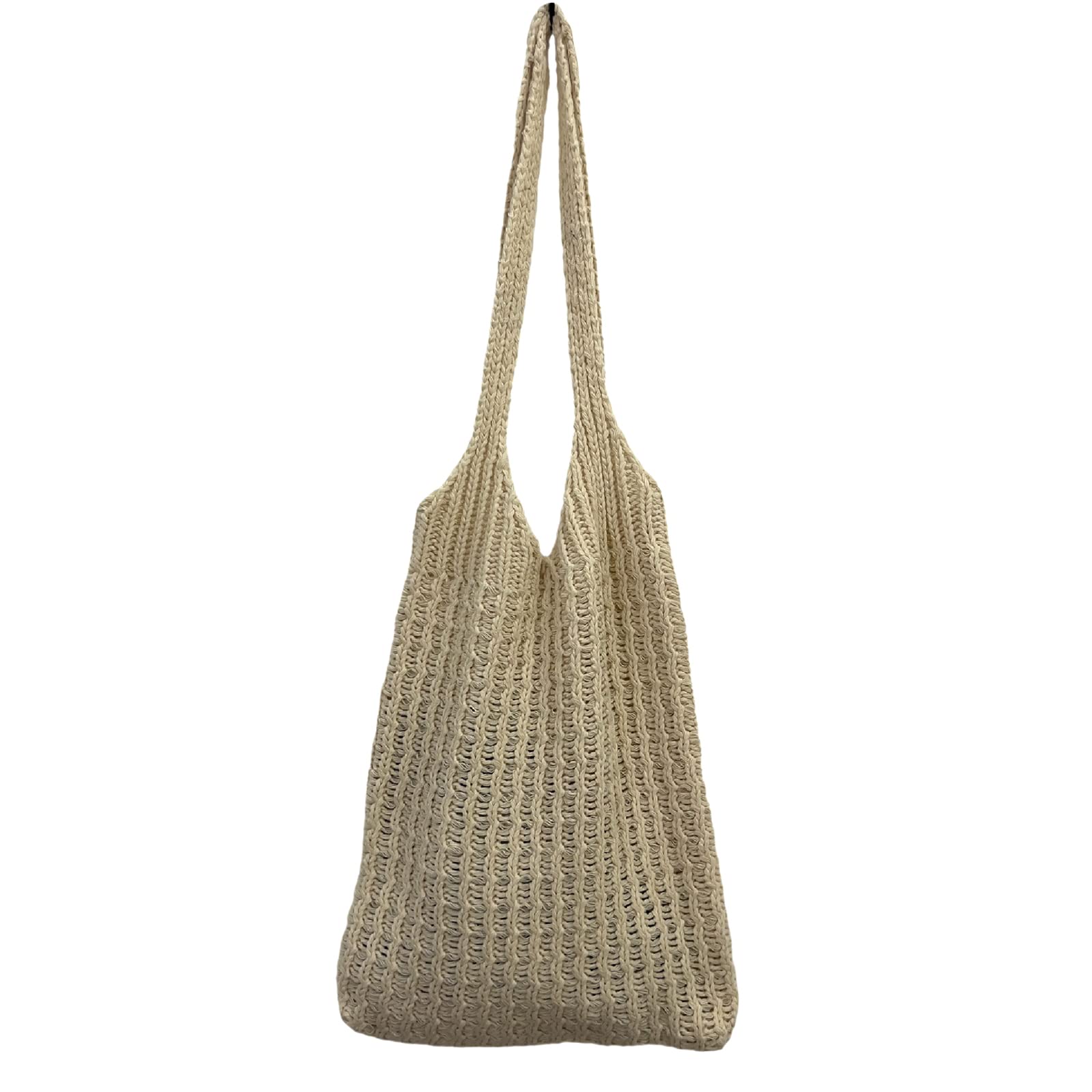 Hobo bag for women contrast color large capacity tote bag shoulder bag women's trendy knitted bag(Apricot)