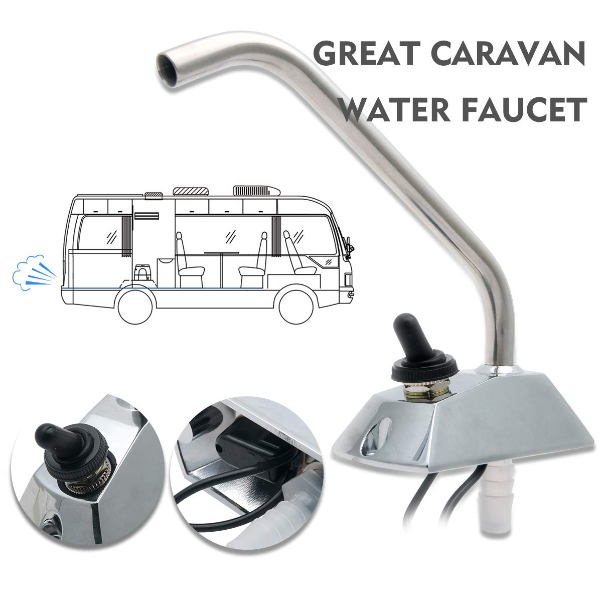 Water Pump, 12V Pump DC Self-Priming Water Pump High Pressure Self-Priming Caravan for Camper Marine Boat Lawn