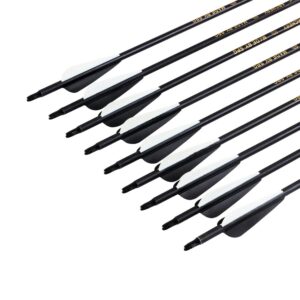 SOPOGER Archery 30inch Carbon Arrows 12 Pack and 6 Pack Hunting Broadhead Set Archery Arrow for Compound Bow & Recurve Bow Spine 500 Hunting Arrow with Removeable Tips Practice Target Shooting (Black)