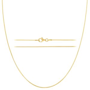 kisper gold 8 sided snake chain necklace –thin, dainty, gold-plated 925 sterling silver jewelry for women & men with lobster clasp – made in italy, 18"