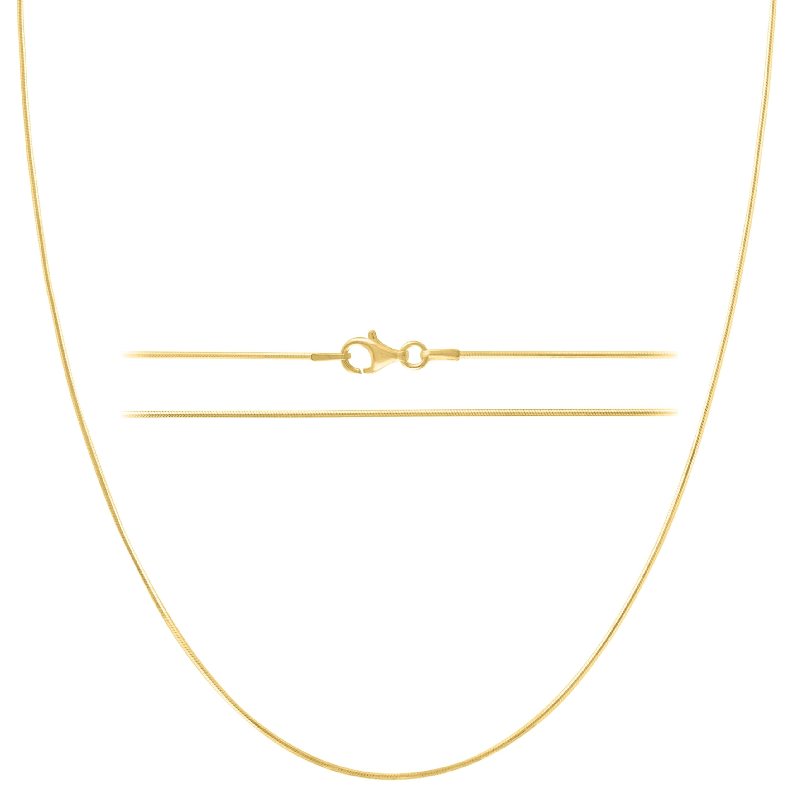 KISPER Gold 8 Sided Snake Chain Necklace –Thin, Dainty, Gold-Plated 925 Sterling Silver Jewelry for Women & Men with Lobster Clasp – Made in Italy, 18"