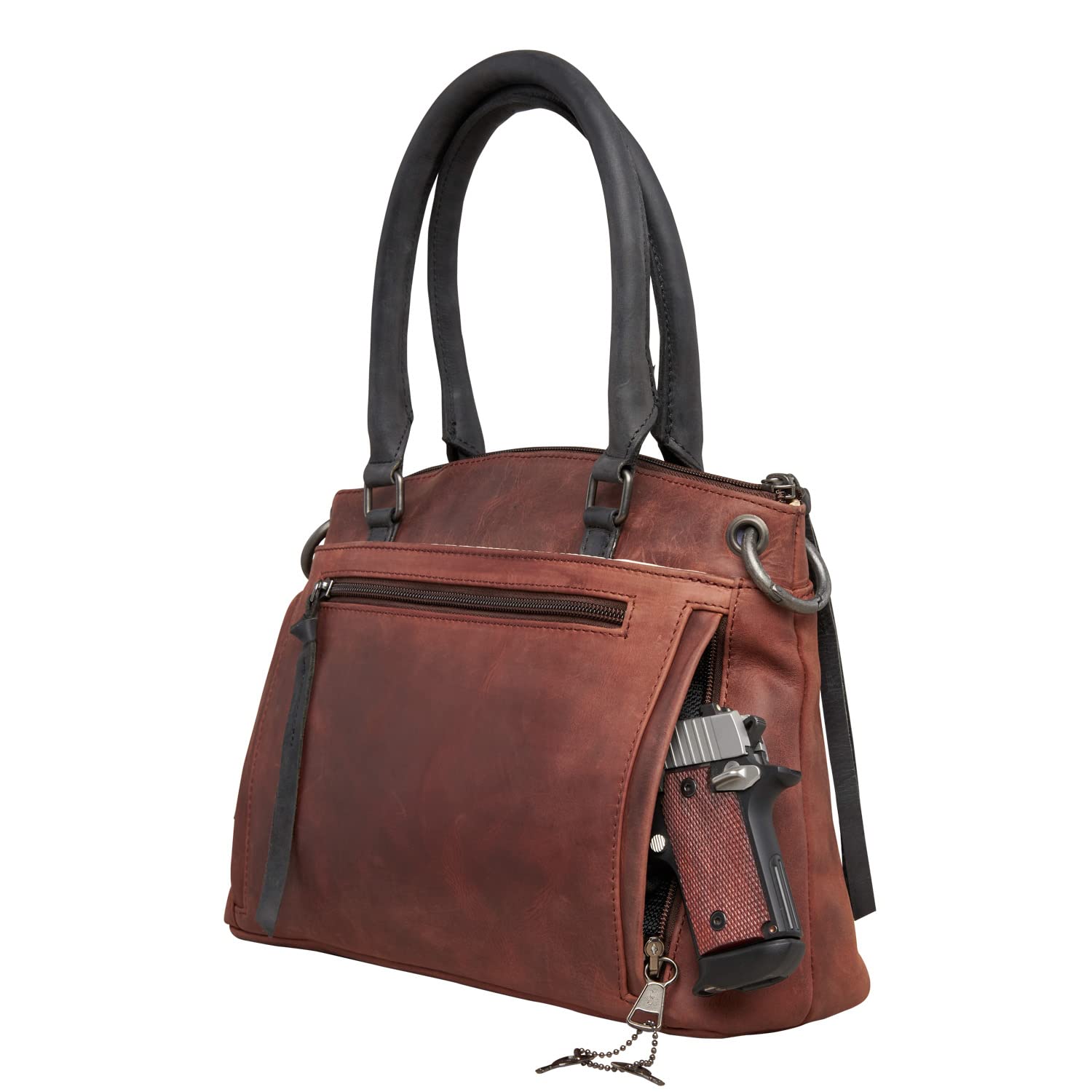 Lady Conceal Concealed Carry Whitely Leather Satchel (Mahogany)