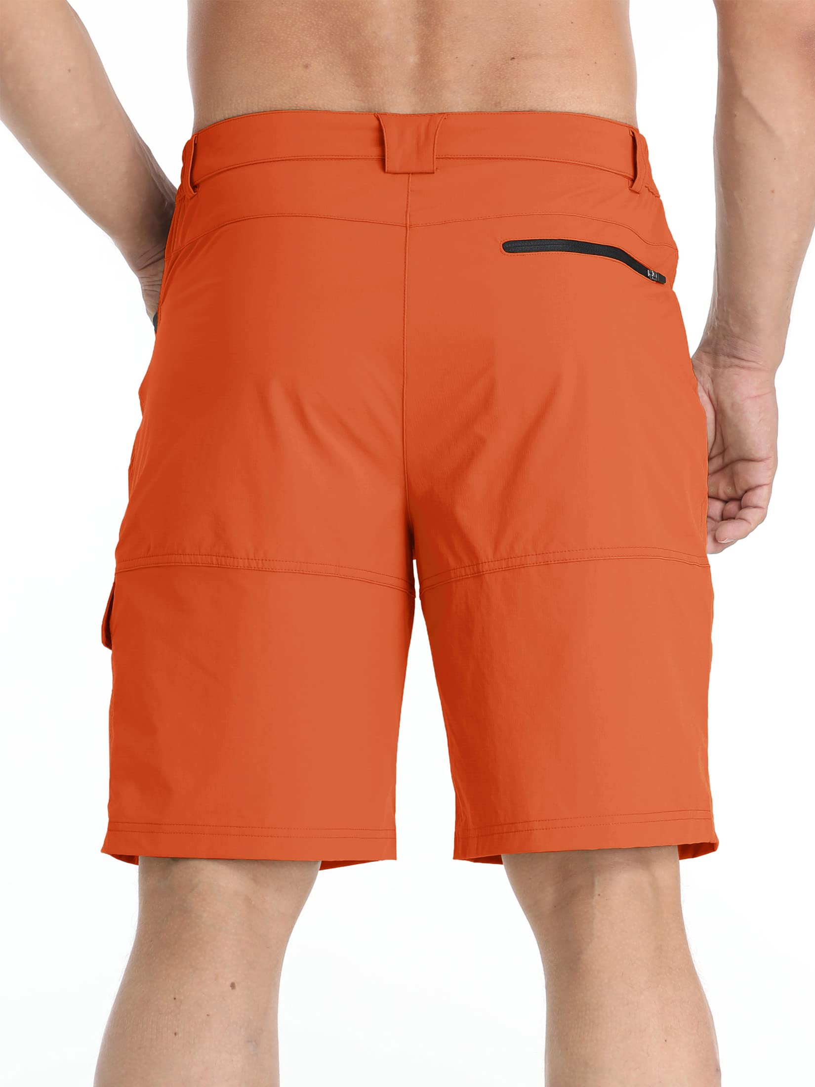 TACVASEN Mens 10" Ligtweight Hiking Outdoor Shorts Quick Dry Casual Breathable Fishing Dress Cargo Summer Shorts Orange, 34