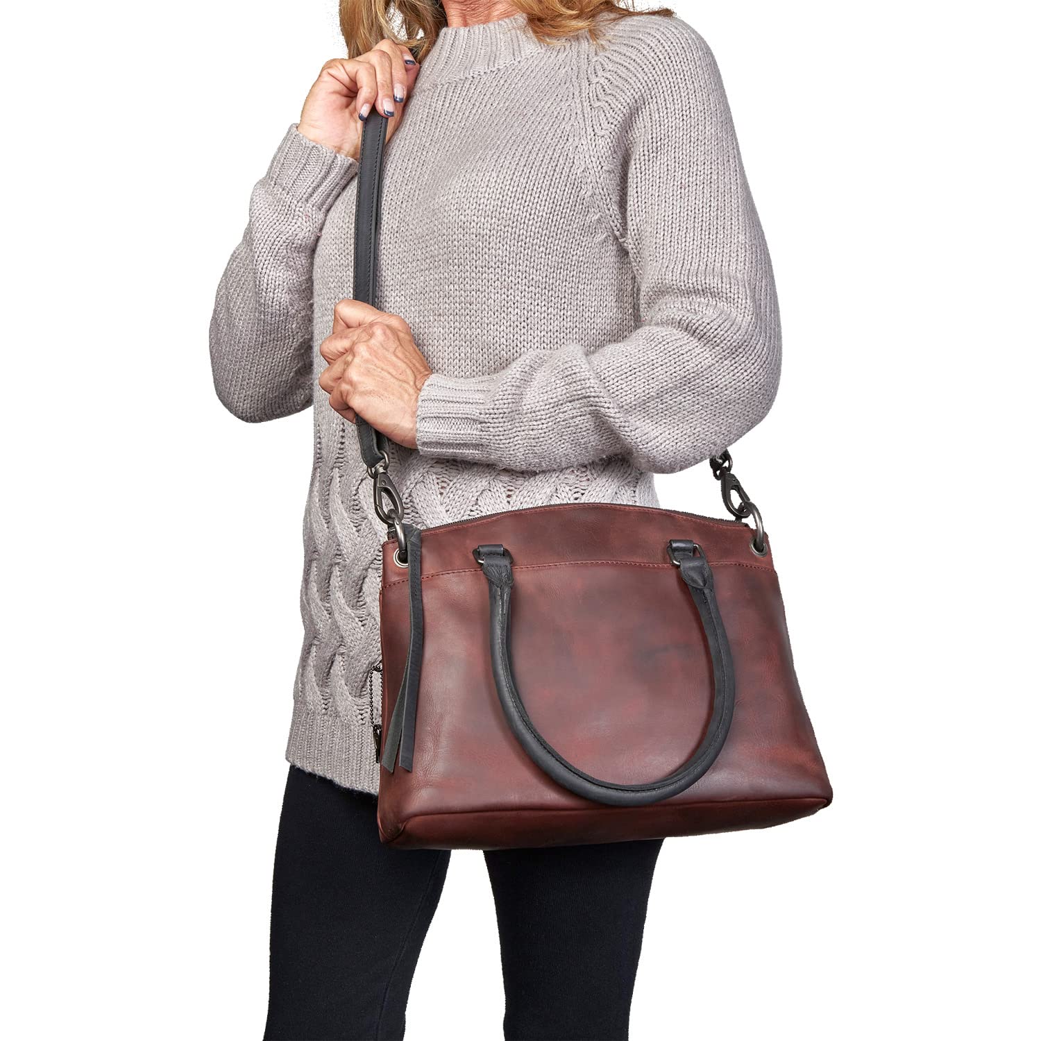 Lady Conceal Concealed Carry Whitely Leather Satchel (Mahogany)