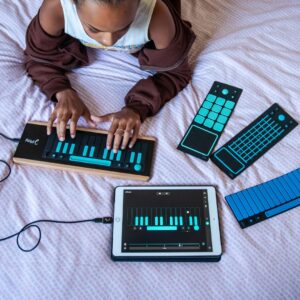 Piano Pad Accessory for J-Play MIDI controller - 25 Keys and Effect Zone, Dedicated Musical App Included, Plug & Play Music instrument Water Edition