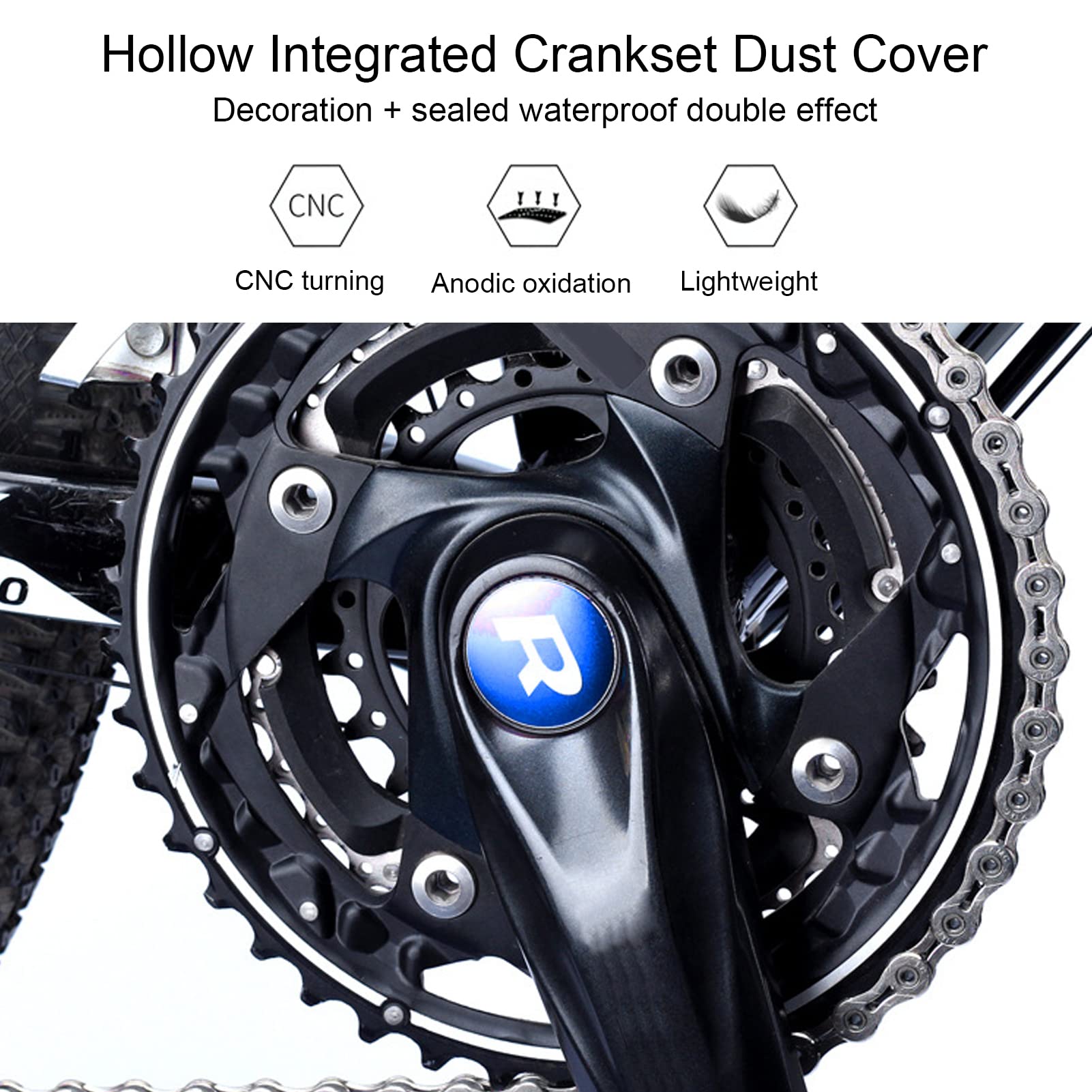 VGEBY Crankset Dust Cover, Risk Mountain Bike Crankset Dust Cover Center Shaft Cover Hollow Integrated Aluminum Alloy for Road (1 Blue dust Cover) Crank Dust Cover 27.5 Cover