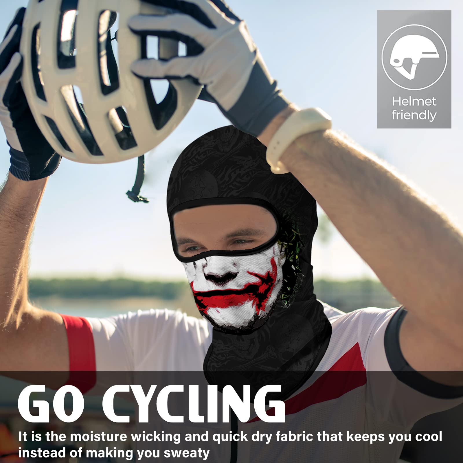 Obacle Balaclava Face Mask Men Women Ski Cycling (Skull White Face Red Blood)