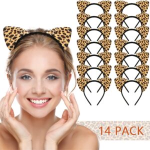 lionsoul 14pcs cheetah ears headband for women leopard cheetah print birthday party decorations supplies