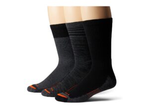 merrell unisex-adult's men's and women's merino wool work socks-3 pair pack-arch support, crew-charcoal, medium-large