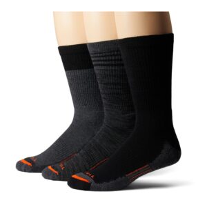 Merrell Unisex-Adult's Men's and Women's Merino Wool Work Socks-3 Pair Pack-Arch Support, Crew-Charcoal, Medium-Large