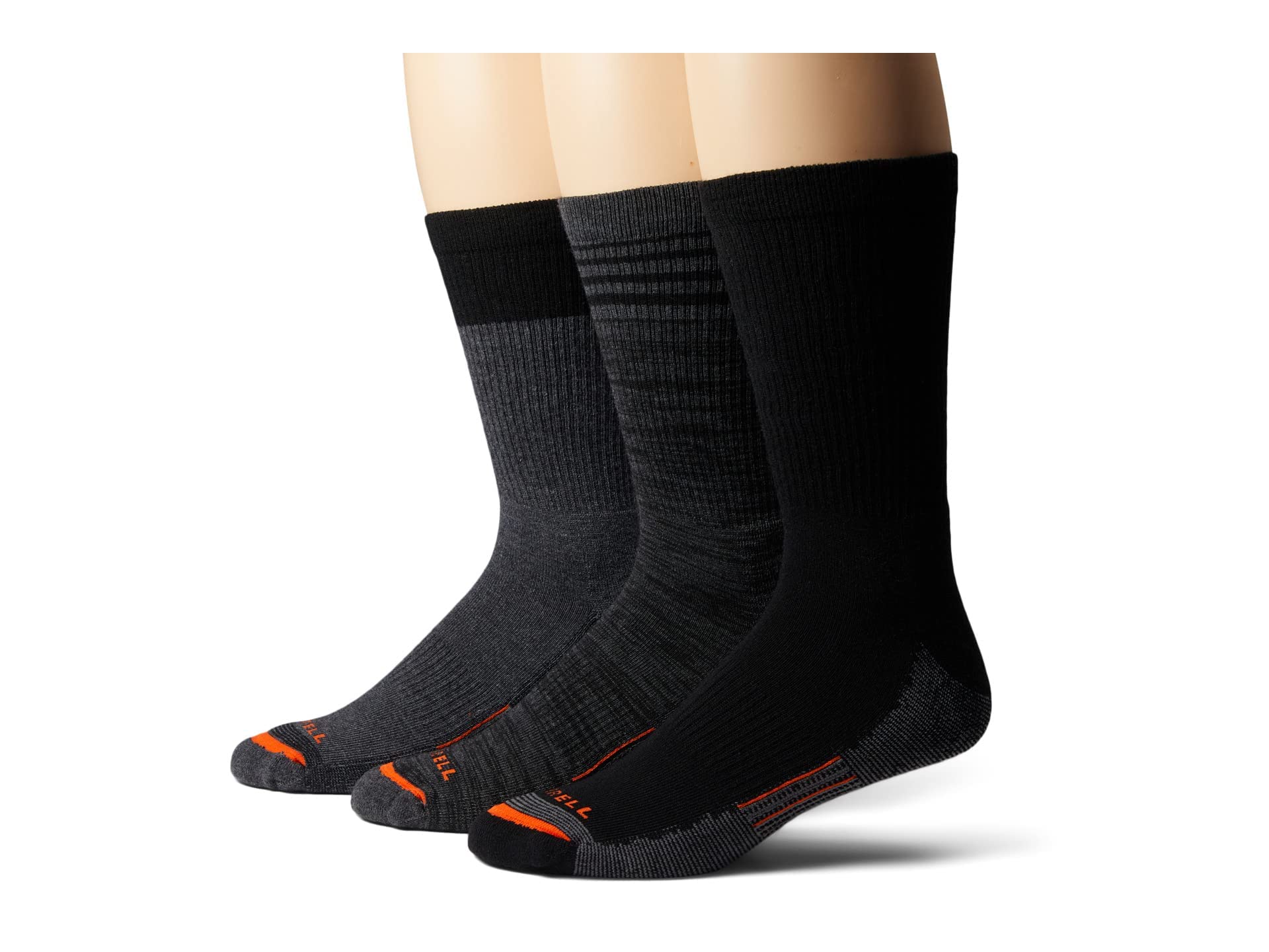 Merrell Unisex-Adult's Men's and Women's Merino Wool Work Socks-3 Pair Pack-Arch Support, Crew-Charcoal, Medium-Large