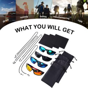 Flutesan 4 Pcs Polarized Sunglasses Men Women Sport Protection UV 400 Glasses for Fishing Driving Cycling Running Hiking(Lovely Color)