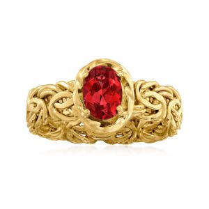 ross-simons 1.00 carat garnet byzantine ring in 18kt gold over sterling. size 7