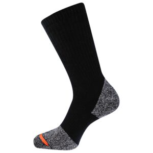 Merrell Unisex-Adult's Cotton Safety Work Socks-2 Pair Pack-Breathable Arch Support and Blister Prevention, Crew-Black, L/XL (Men's 12.5-15 / Women's 14+)