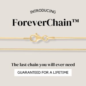 KISPER Gold 8 Sided Snake Chain Necklace –Thin, Dainty, Gold-Plated 925 Sterling Silver Jewelry for Women & Men with Lobster Clasp – Made in Italy, 18"