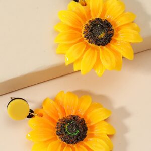 Sunflower Earrings for Women 3D Sunflower Daisy Flower Drop Dangle Earrings Bohemian Sunflower Statement Earrings Jewelry