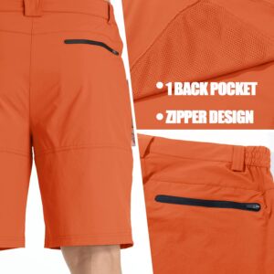 TACVASEN Mens 10" Ligtweight Hiking Outdoor Shorts Quick Dry Casual Breathable Fishing Dress Cargo Summer Shorts Orange, 34