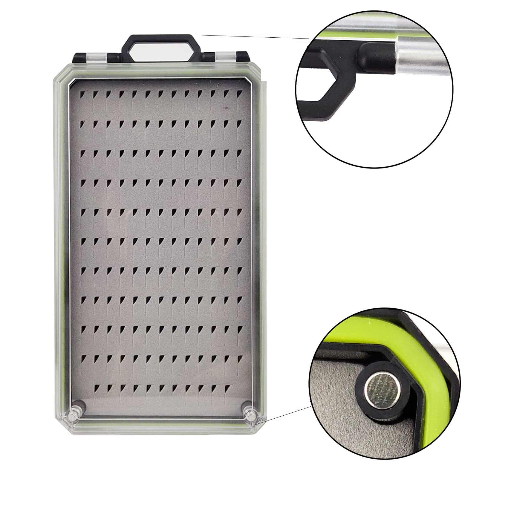 Fly Box Magnet Waterproof Fly Fishing Box Smart Pocket Size Fishing Storage Fishing Tackle Case(M)