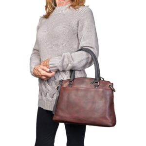 Lady Conceal Concealed Carry Whitely Leather Satchel (Mahogany)