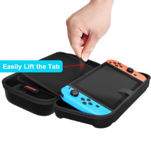 daydayup Switch Carrying Case Compatible with Nintendo Switch/Switch OLED, with 20 Games Cartridges Protective Hard Shell Travel Carrying Case Pouch for Console & Accessories