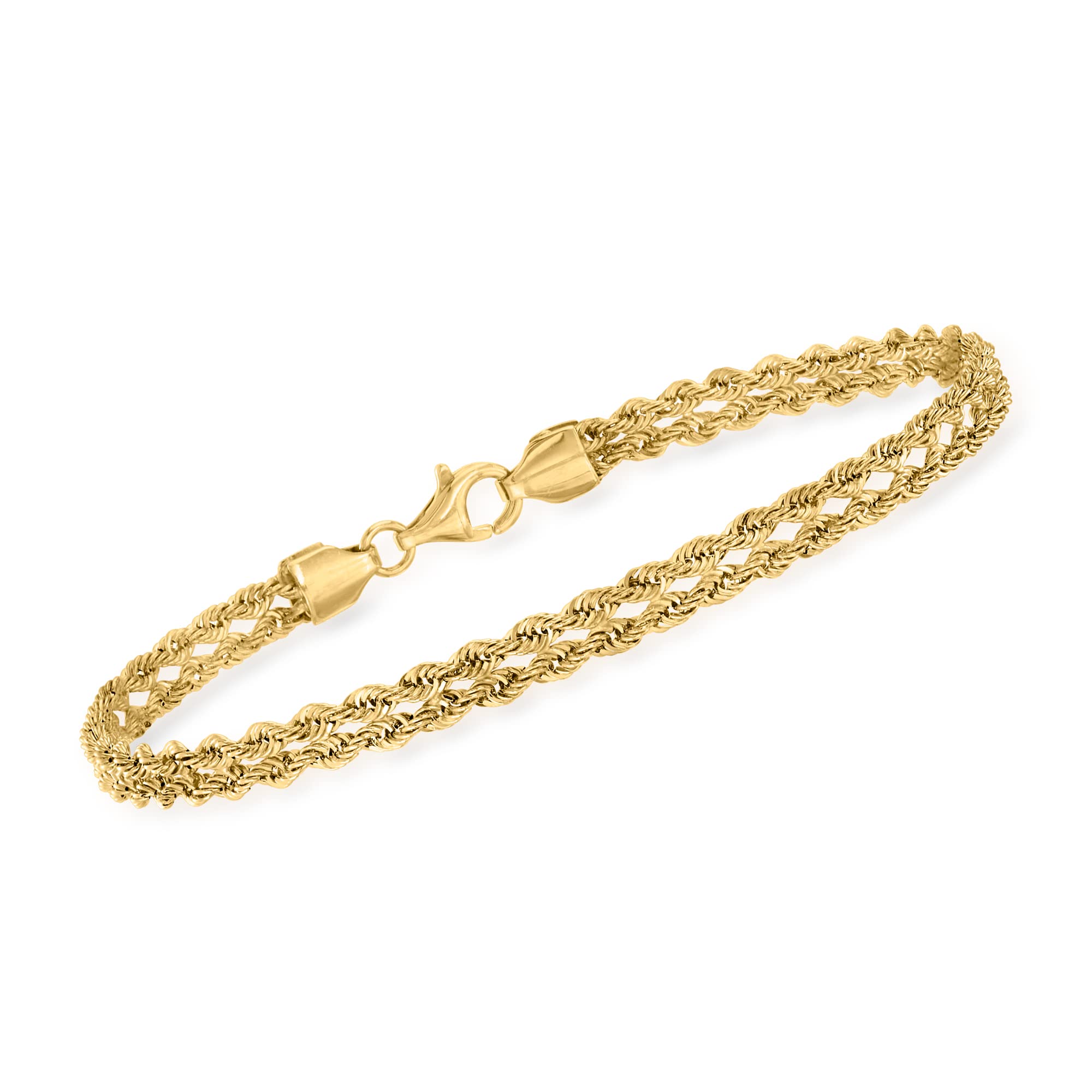 Ross-Simons 14kt Yellow Gold Double-Rope Chain Bracelet. 7 inches