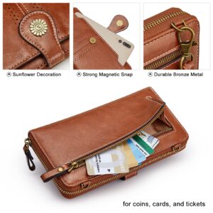 S-ZONE Wristlet Wallets for Women Crossbody Cell Phone Purse RFID Blocking Vegan Leather Clutch Purses with 2 Straps