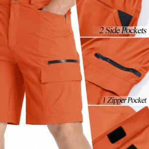 TACVASEN Mens 10" Ligtweight Hiking Outdoor Shorts Quick Dry Casual Breathable Fishing Dress Cargo Summer Shorts Orange, 34