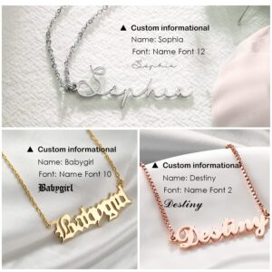 Jewenova S925 Sterling Silver Name Necklace Personalized, Custom Nameplate Necklace for Women with Adjustable Chain