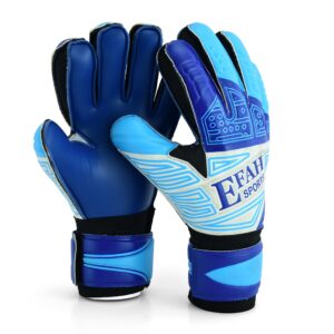 EFAH SPORTS Soccer Goalkeeper Gloves for Kids Boys Children Youth Football Goalie Gloves with Fingersave and Double Wrist Protection Strong Grip Palms (Size 6 suitable for 13 to 15 years old, Blue)