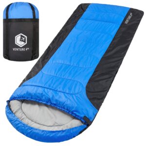 VENTURE 4TH Backpacking Warm Sleeping Bag with Self Inflating Sleeping Pad for Adults & Kids – Ideal for Hiking, Camping & Outdoor Adventures