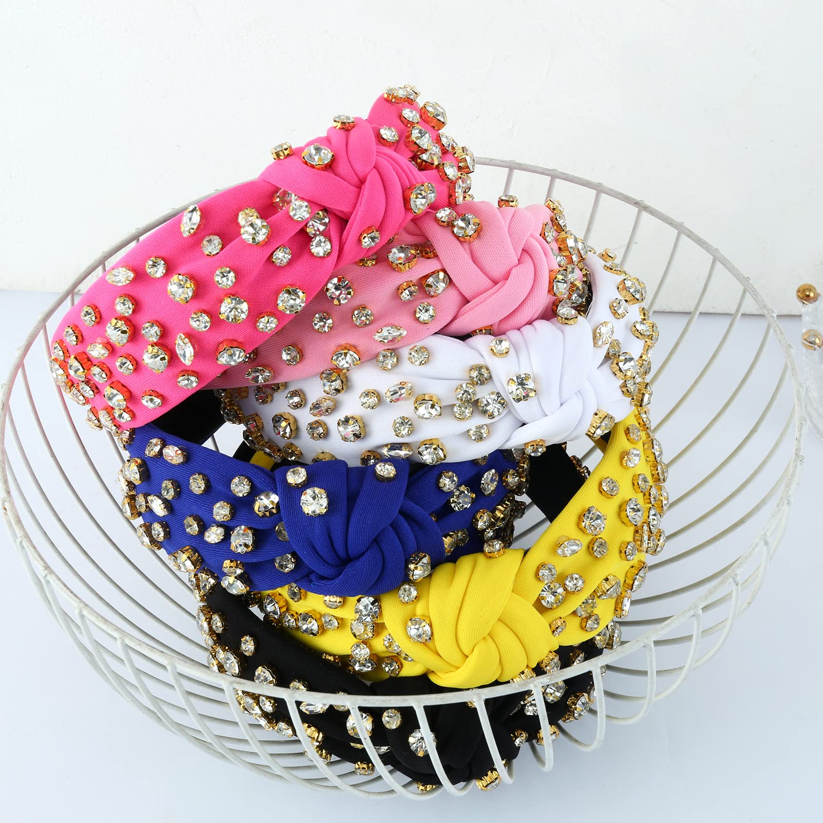 FEDANS Women Knotted Jeweled Headband Crystal Embellished Mixed Top Hairband ladies Twist Nylon Hair accessories for Girls