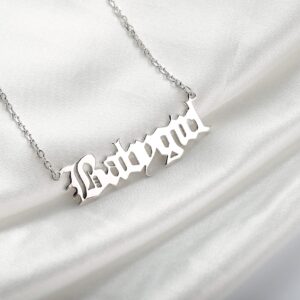 Jewenova S925 Sterling Silver Name Necklace Personalized, Custom Nameplate Necklace for Women with Adjustable Chain