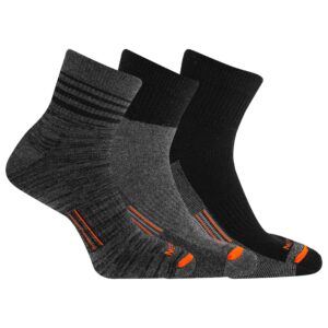 merrell unisex-adult's men's and women's merino wool work socks-3 pair pack-arch support, ankle-charcoal, medium-large