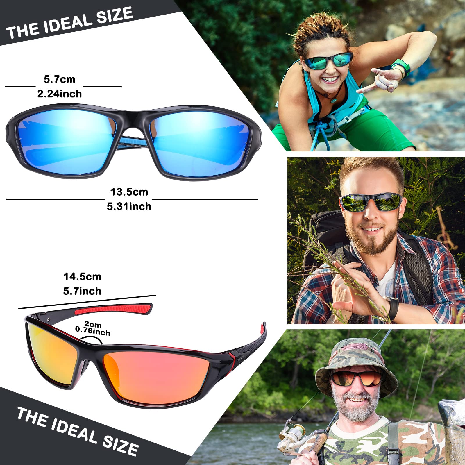 Flutesan 4 Pcs Polarized Sunglasses Men Women Sport Protection UV 400 Glasses for Fishing Driving Cycling Running Hiking(Lovely Color)