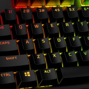 HyperX PBT Keycaps – Full Key Set, Double Shot PBT Material, English (US) Layout, 104 Keys – Black