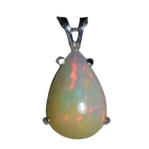 Handmade 925 Sterling Silver Pear Ethiopian Fire Opal Wedding Pendant gift jewelry