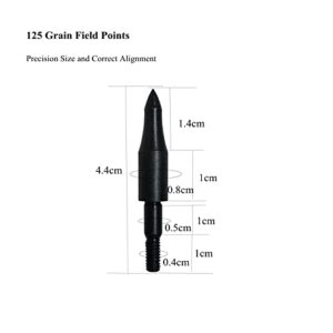 12pcs Custom High Precision 125 Grain Field Points, 125gr Crossbow Arrow Tips for Bow and Arrow Target Practice, Screw-in Bullet Points for 5/16 Inch Arrows, Hunting Archery Target & Accessories