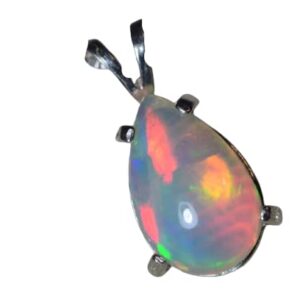 Genuine pear Ethiopian Fire Opal pendant 925 Sterling Silver Wedding Gemstone jewelry