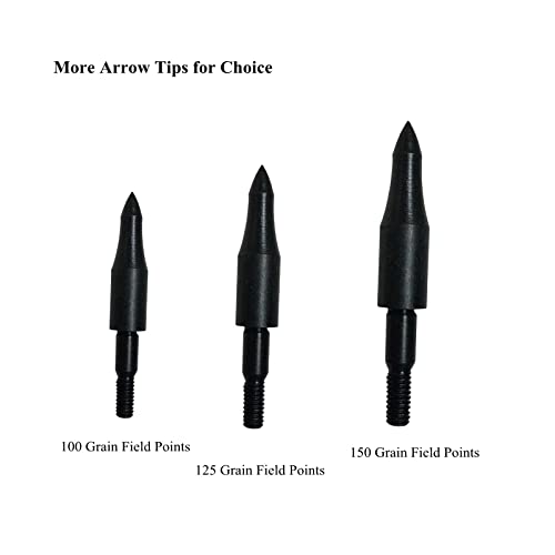 12pcs Custom High Precision 125 Grain Field Points, 125gr Crossbow Arrow Tips for Bow and Arrow Target Practice, Screw-in Bullet Points for 5/16 Inch Arrows, Hunting Archery Target & Accessories