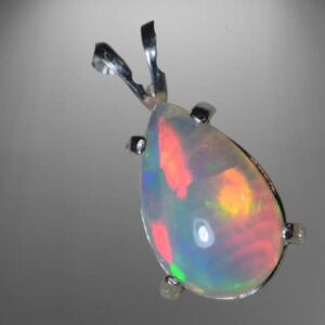 Genuine pear Ethiopian Fire Opal pendant 925 Sterling Silver Wedding Gemstone jewelry