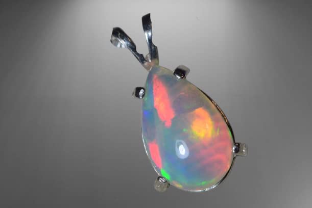 Genuine pear Ethiopian Fire Opal pendant 925 Sterling Silver Wedding Gemstone jewelry