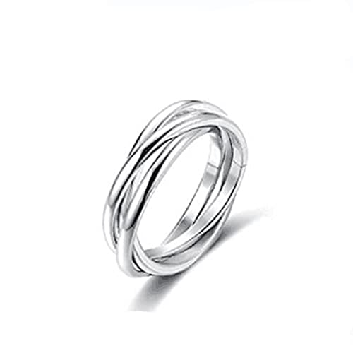 COLORFUL BLING Triple Interlock Roller Ring Anti-anxiety Relief Ring Titanium Steel Rotating Ring Ring for Ladies and Men Couples Ring Wedding Ring