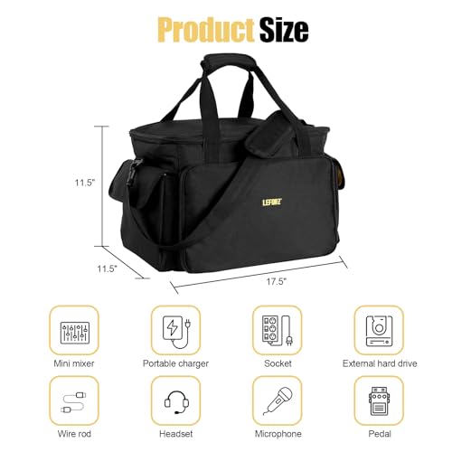 LEFOR·Z Large DJ Equipment Gig Bag Cable File Organizer Bag with Detachable Dividers and Padded Bottom,Travel Music Bag for Professional DJ Gear,Sound Equipment, Musical Instrument and Accessories