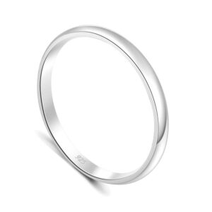 minddha sterling silver rings - high polish rings for women, men - plain dome silver ring - wedding band - christmas, valentines, birthday, mothers day - 2mm band size 8